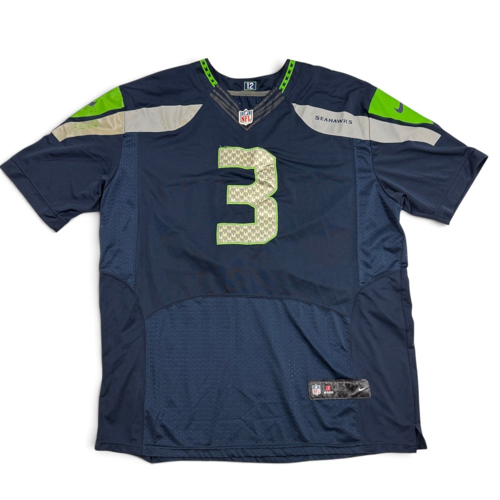 Nike Seattle Seahawks Russell Wilson 3 NFL Jersey Navy Blue Mens XL